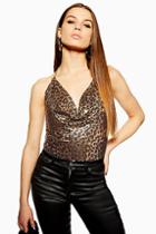 Topshop Leopard Print Chainmail Top