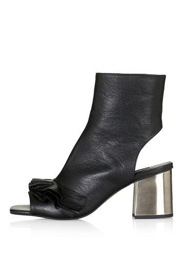 Topshop Mia Ruffled Peep Toe Ankle Boot
