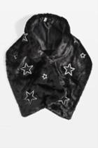 Topshop Star Embroidered Faux Fur Scarf