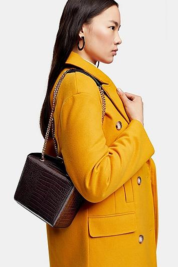 Topshop Cam Brown Crocodile Cross Body Bag