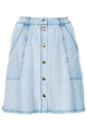 Topshop Denim Look Button Through Skirt