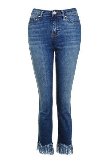 Topshop Moto Fringe Hem Dree Cropped Jeans