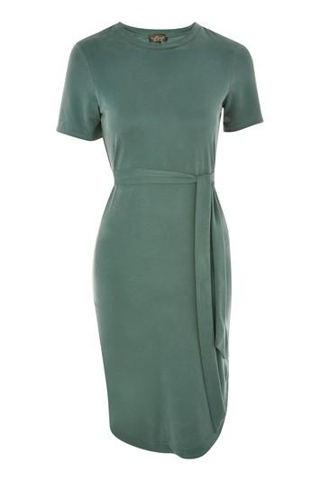 Topshop Petite Curve Hem Belted Dress