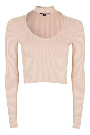 Topshop Tall Long Sleeve Choker Top