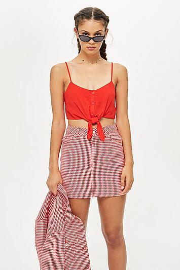 Topshop Petite Knot Front Cropped Camisole Top