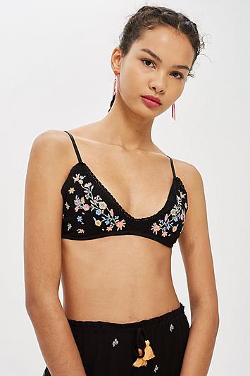 Topshop Ditsy Embroidered Bikini Bralet Top