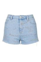 Topshop Moto Embroidered Mom Shorts