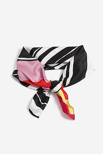 Topshop *black And White Abstract Block Print Hair Scarf