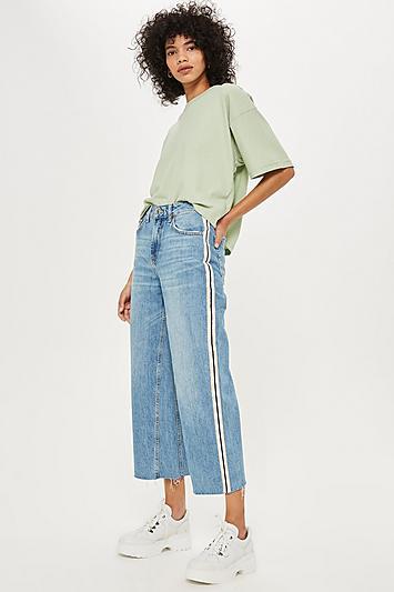 Topshop Petite Side Stripe Crop Jeans