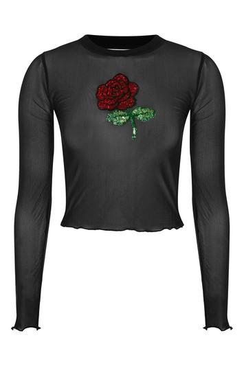 Topshop Sequin Rose Mesh Cropped Top By Tee And Cake