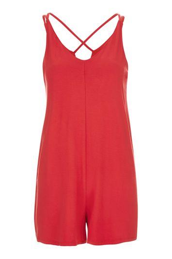 Topshop Red Jersey Playsuit