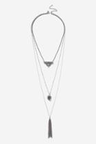 Topshop Stone & Tassel Multirow Necklace