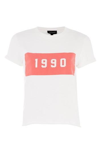 Topshop Tall '1990' Motif Crop T-shirt