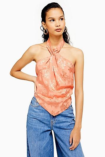 Topshop Jacquard Ruffle Belt Cami