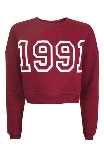 Topshop 1991 Crop Sweat Top By Tee & Cake