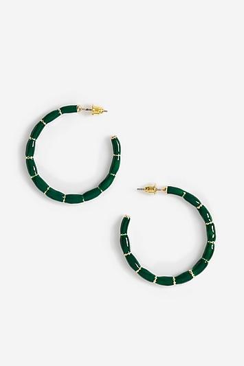 Topshop *green Enamel Crocodile Hoop Earrings