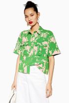 Topshop Green Abstract Floral Shirt