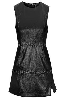 Topshop Pu Eyelet A-line Dress