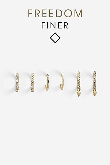 Topshop Finer Stone 3 Pack Clicker Earrings