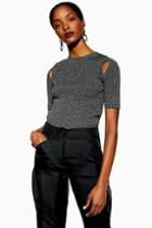 Topshop Spliced Knitted T-shirt