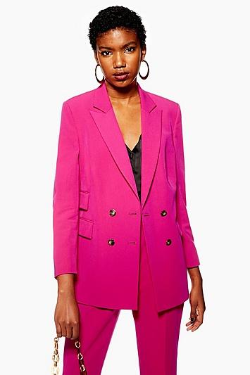 Topshop Petite Longline Double Breasted Jacket