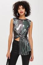 Topshop Metallic Twist Asymmetric Top