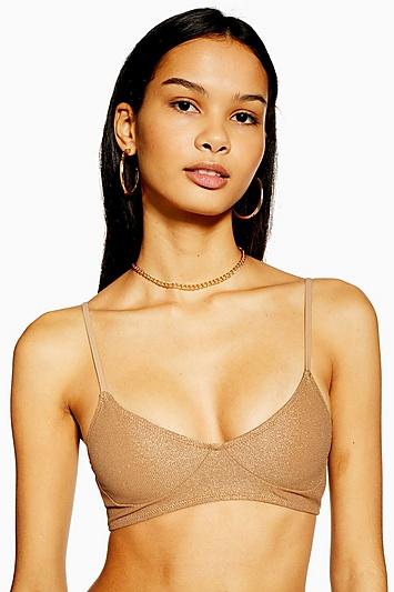 Topshop Gold Glitter Camisole Crop Top