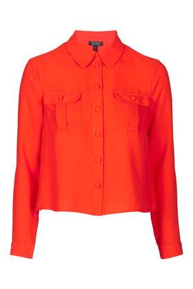 Topshop Textured Crop Shirt