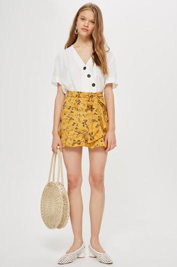 Topshop Petite Ruffle Tie Skirt