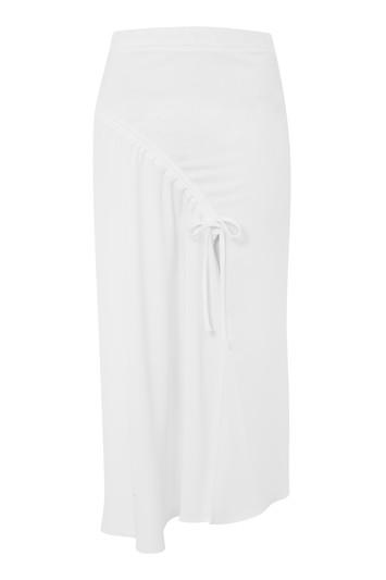 Topshop Crepe Ruched Split Midi Skirt