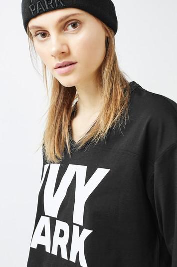 Topshop Logo Cropped V Neck T-shirt By Ivy Park
