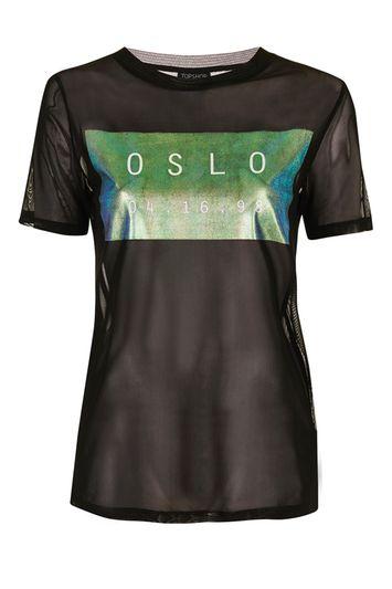 Topshop Petite Olso Holographic Tee