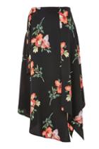 Topshop Floral Print Handkerchief Hem Skirt