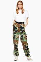 Topshop Tall Camouflage Belted Trousers
