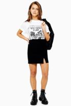 Topshop Petite Black Ribbed Mini Skirt