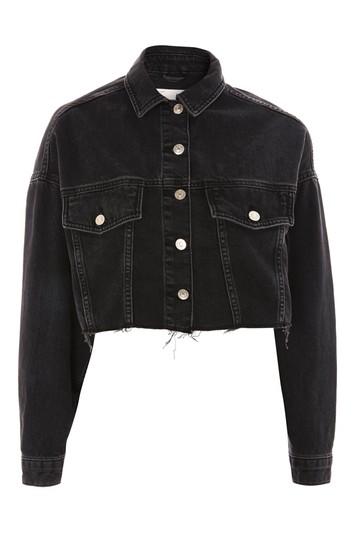 Topshop Moto Hacked Off Cropped Denim Jacket