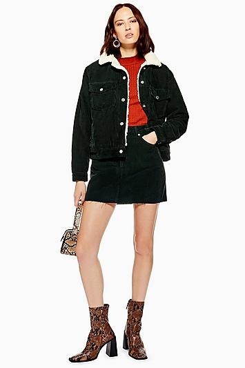 Topshop Green Corduroy Skirt