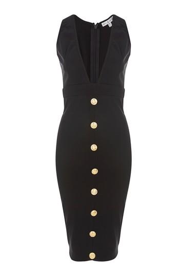 Topshop *deep Plunge Military Midi Dress By Rare