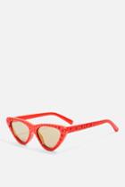 Topshop Pointy Polly Crystal Embellished Sunglasses