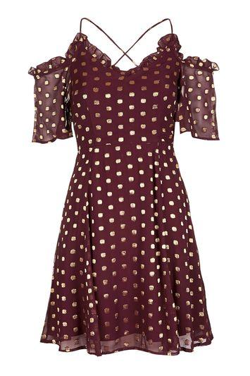Topshop Spot Cold Shoulder Mini Dress