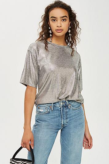Topshop Oversized Foil T-shirt