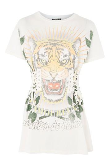 Topshop Tiger Graphic Corset T-shirt