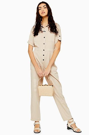 Topshop Tall Ecru Short Sleeve Utility Boiler Suit