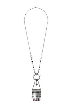 Topshop Beaded Circle And Tassel Pendant