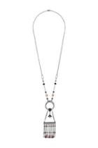 Topshop Beaded Circle And Tassel Pendant