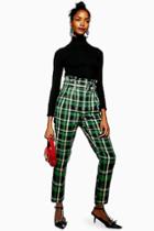 Topshop Green Check Trousers