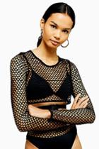 Topshop Black Premium Bonded Mesh T-shirt