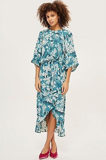Topshop Fern Print Knot Front Shift Dress