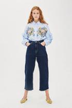 Topshop Indigo Cropped Wide Leg Jeans