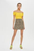 Topshop Tall Half Zip Leopard Skirt